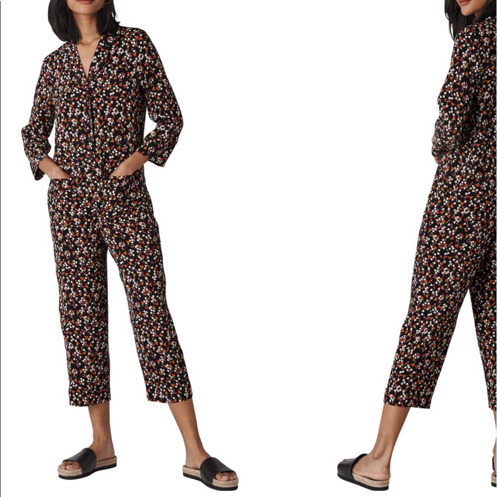 whistles • peony print relaxed jumpsuit (black)